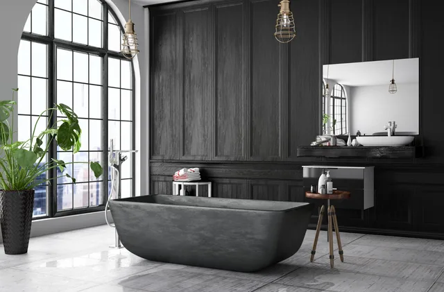 Hex Floor Minimal Bath